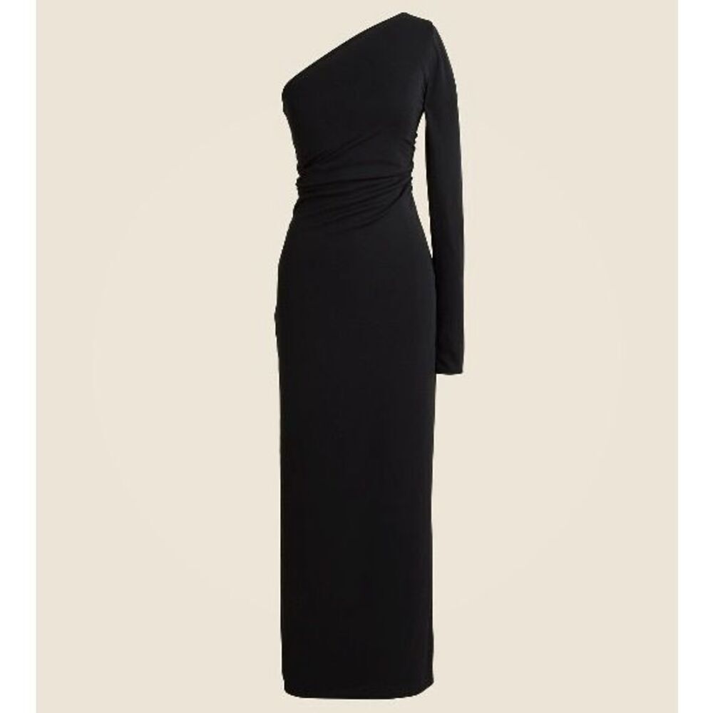 J. Crew One-shoulder dress in jersey crepe Black Size XS NWT - Picture 4 of 9